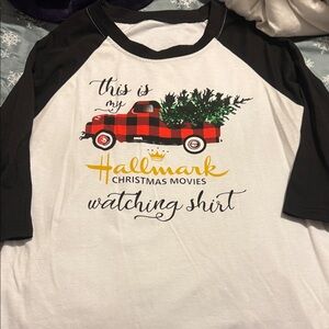 Hallmark Holiday Shirt - Black, White, Red, Green, Gold